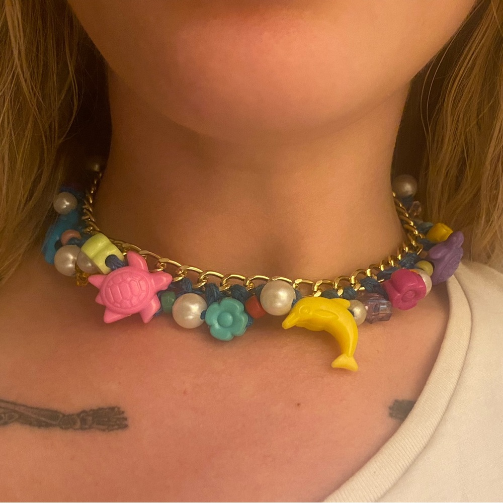 Ocean blue chain choker